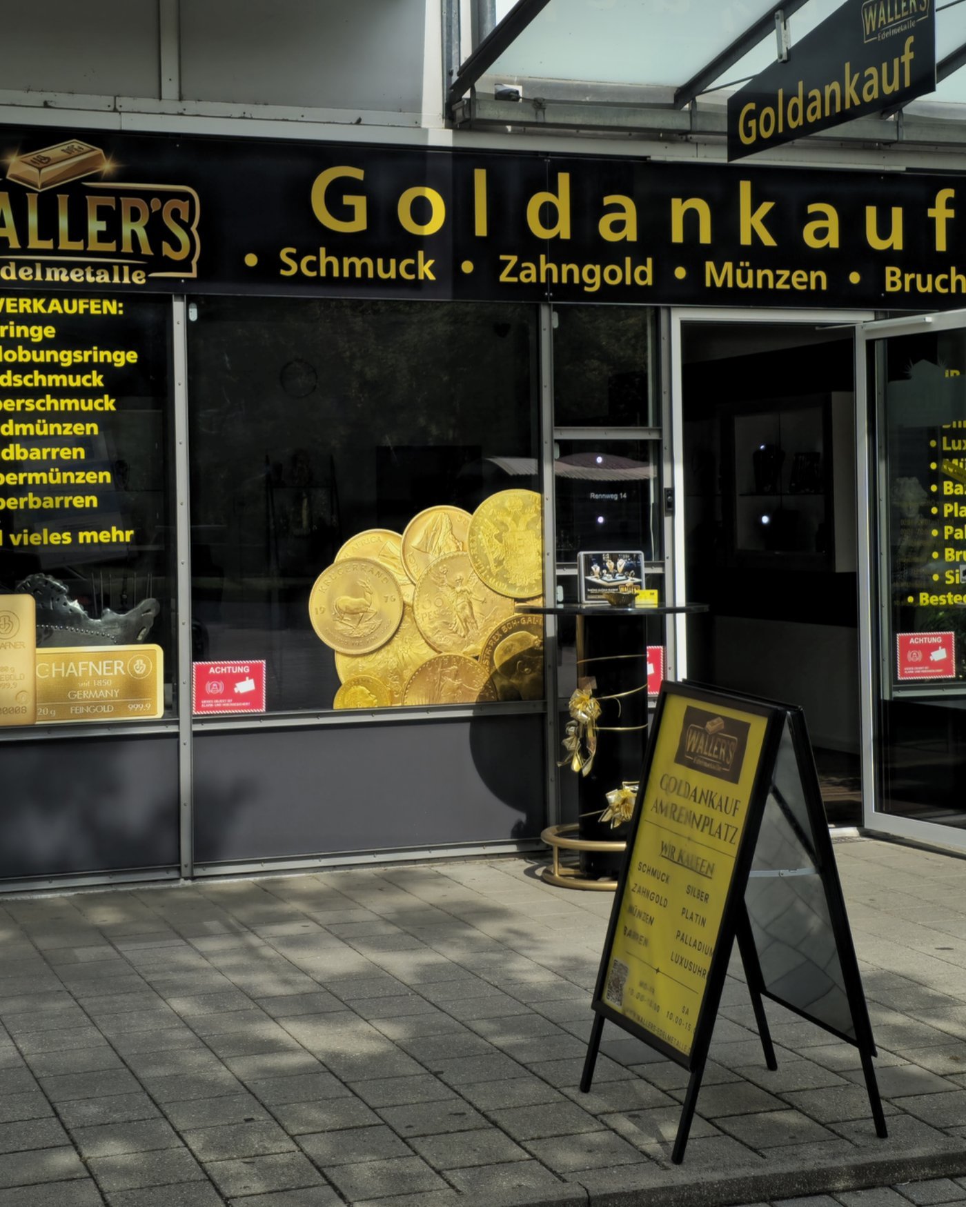 Ladengeschäft von Waller's Edelmetalle – Goldankauf am Rennweg 14 in Regensburg